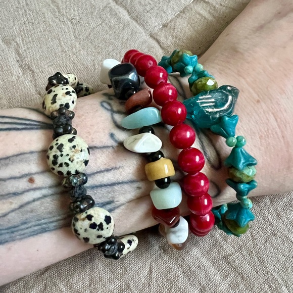 Four Stretchy Beaded Bracelets - Picture 1 of 5